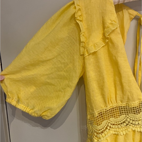 Yellow mini sundress with open back - Picture 4 of 6